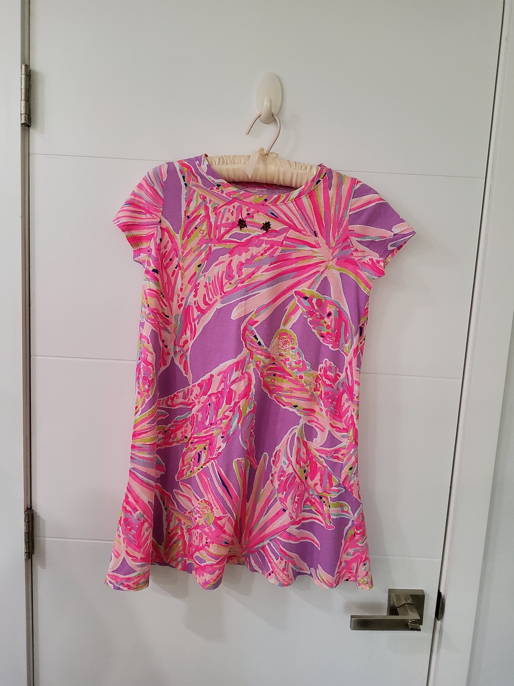 Girls' Pink & Purple Tropical Print Dress